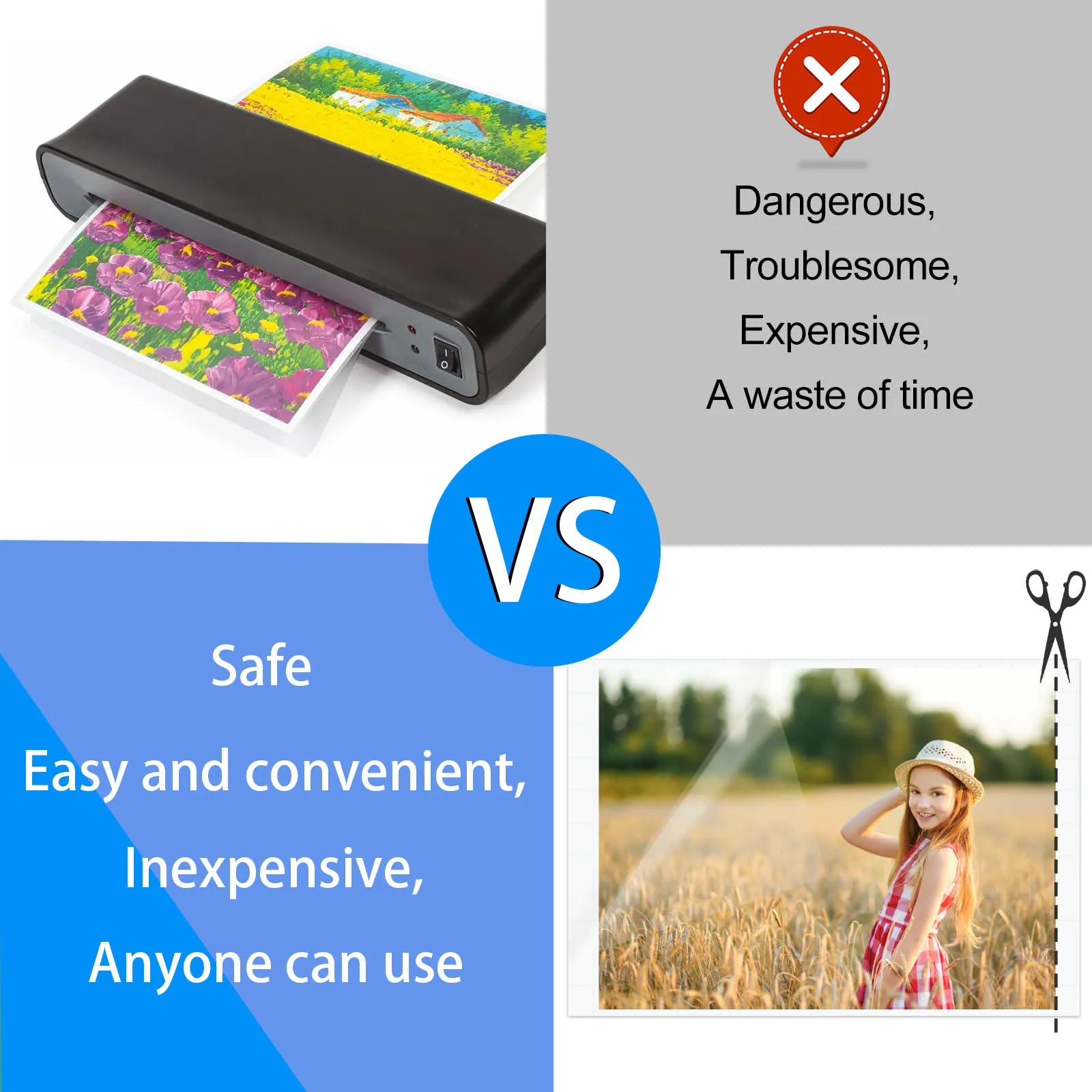 50 ورقة من صفائح الترقق ذاتية اللصق بحجم A6 - صفائح تصفيح ذاتية 4 × 6 بوصة، لا حاجة إلى آلة شفافة غير لامعة للحماية #4