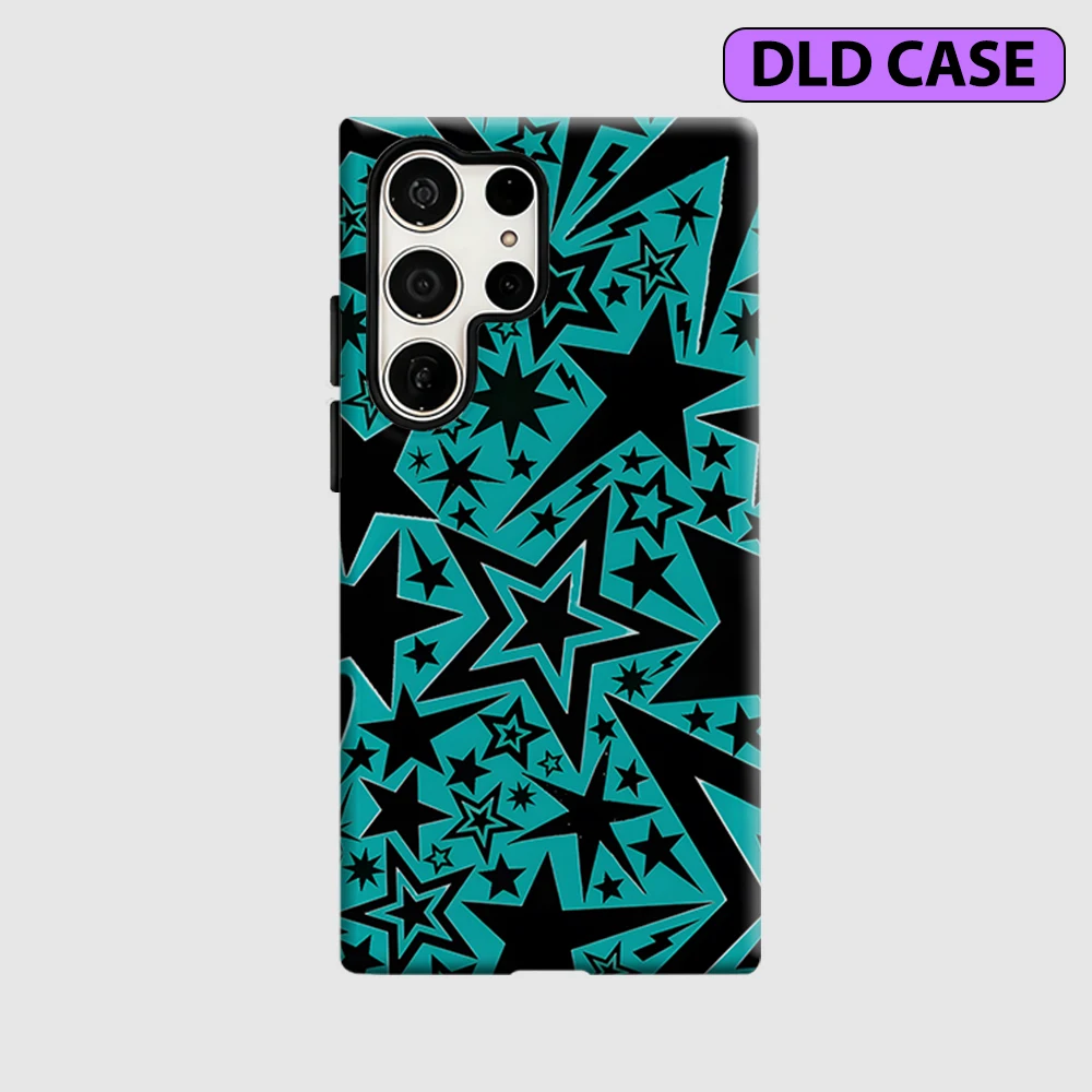 Teal Starburst Phone Case for Samsung Galaxy S26 S25 Ultra S24 S23 Ultra Plus Shockproof Double Layer Tough Back Cover