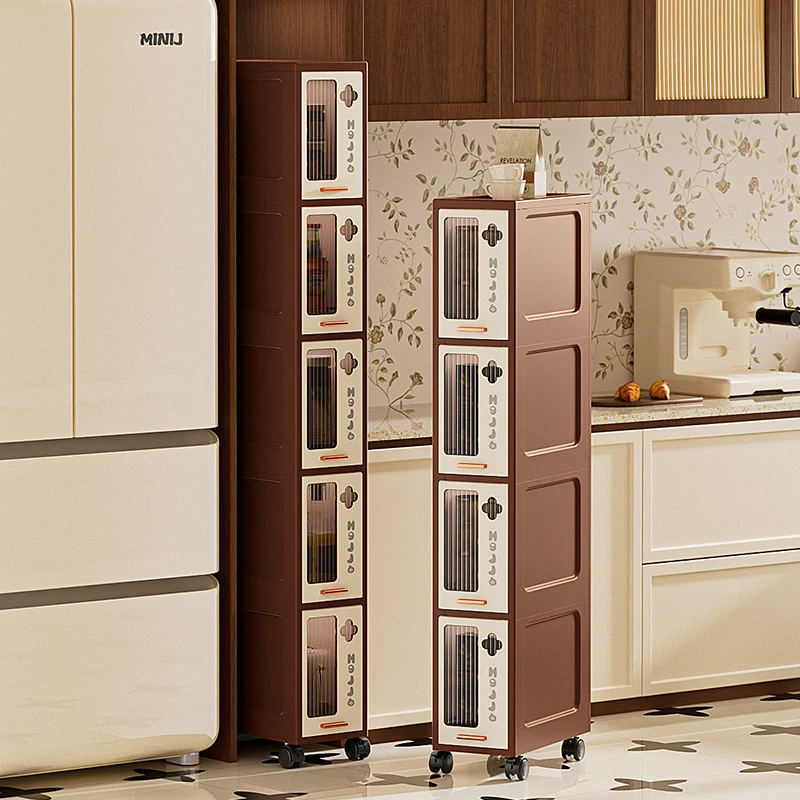 15/20cm Slim Vintage Storage Cart, Mobile Narrow Cabinet with Drawers,Multi-Purpose Organizer for Kitchen/Bathroom/Living Room