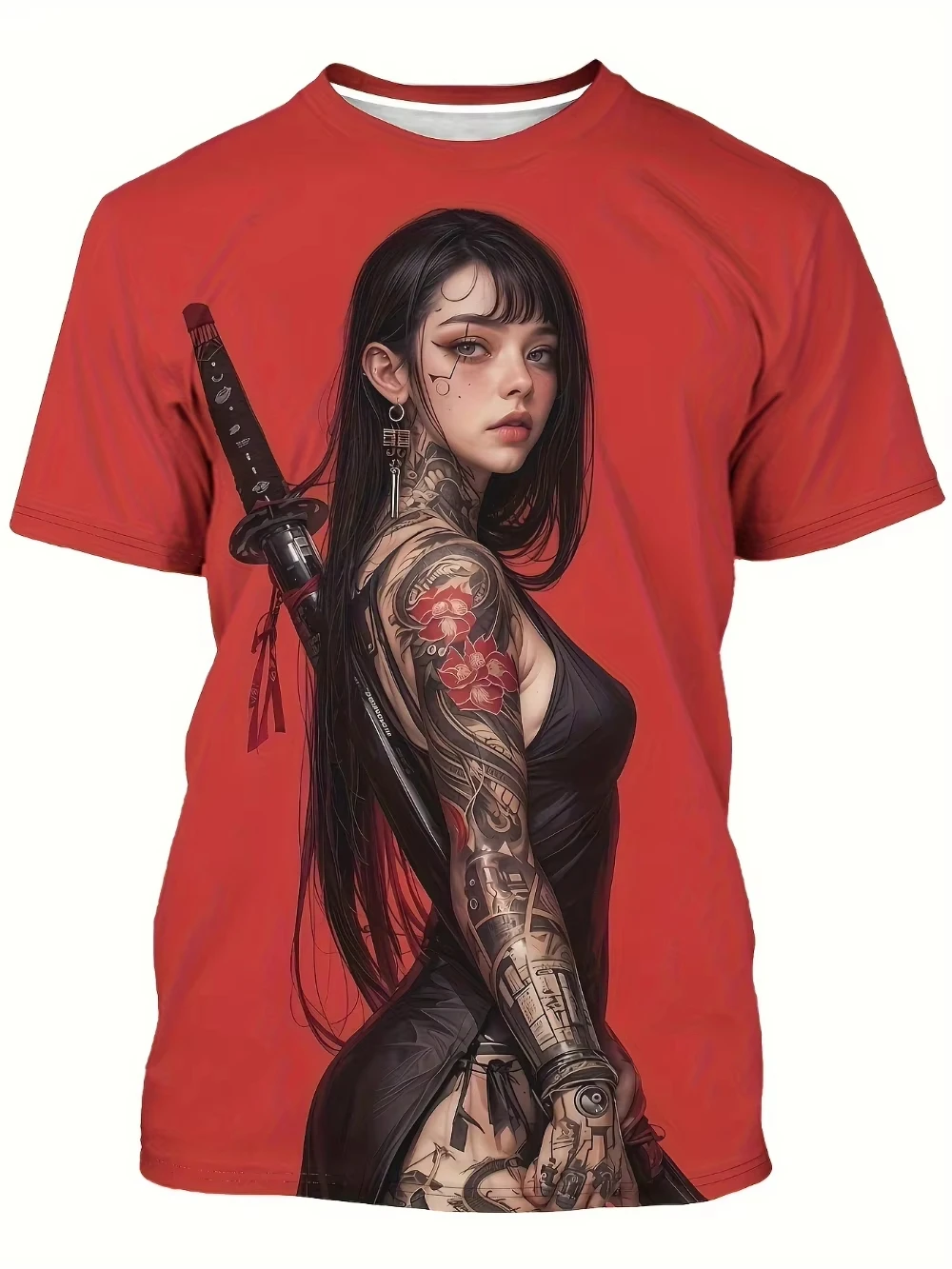 ثلاثية الأبعاد المطبوعة الإناث المحارب السيف الجرافيك تي شيرت الصيف الترفيه الجافة بسرعة تي شيرت رجالي ملابس الأطفال المحملة Y2k امرأة