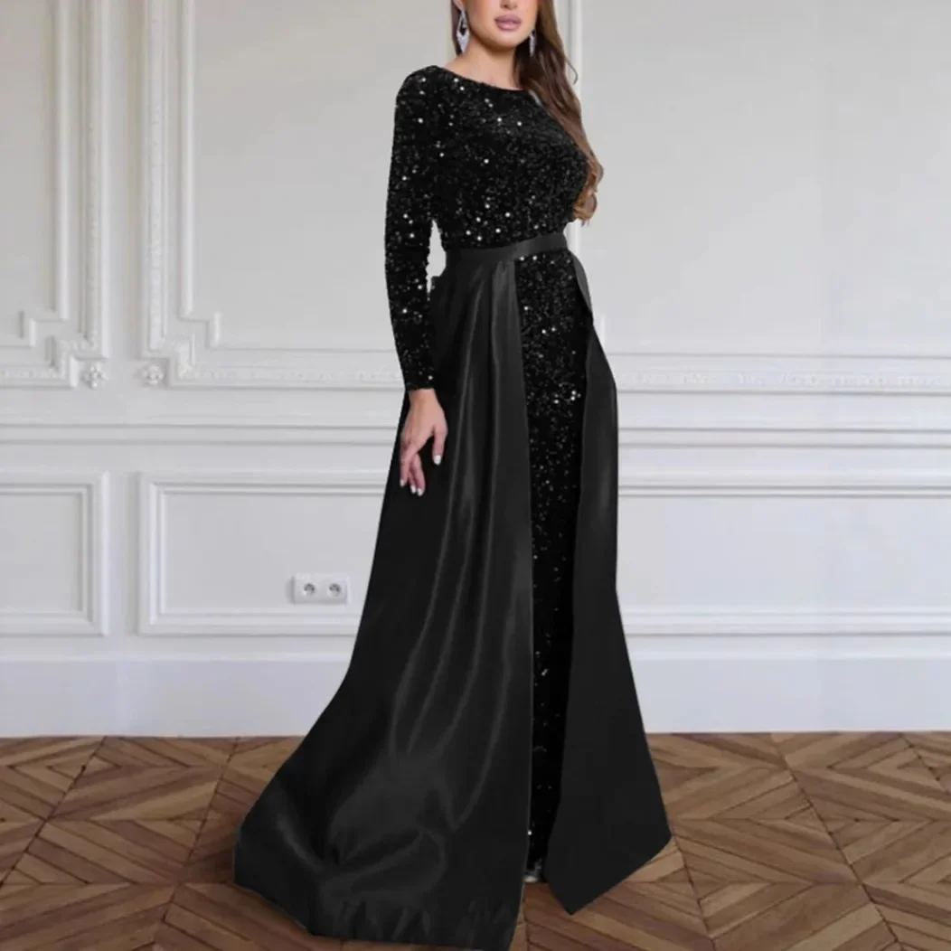 Moroder 2025 Damesbanket Lange mouwen Elegante Dame Gastheer Year-end Party Host Persoonlijkheid Koningin Strass Avondjurk