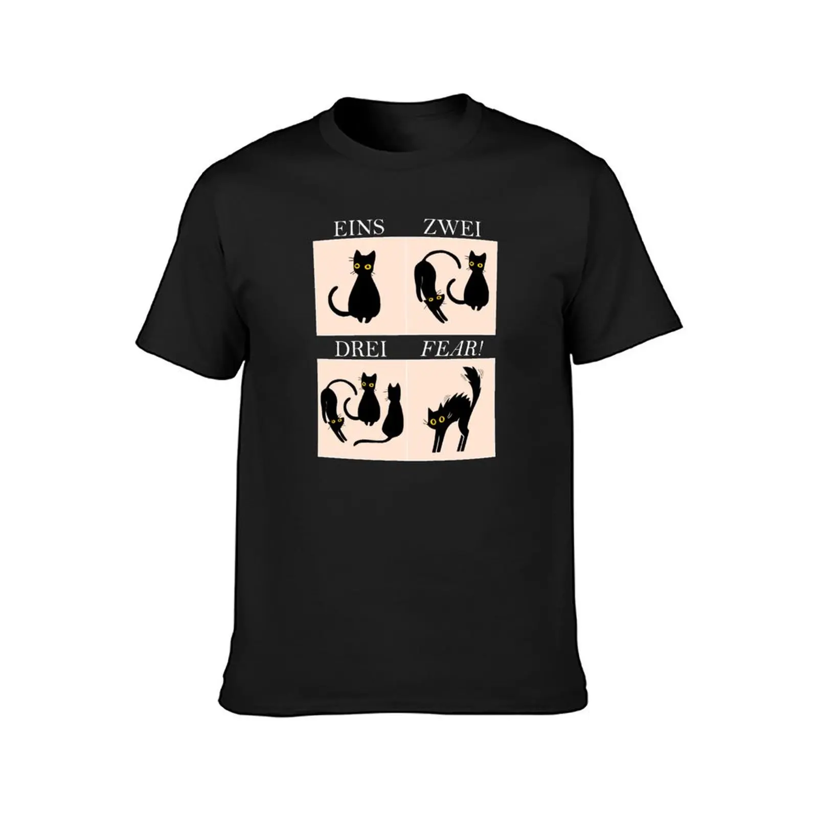 Learning German Fear: Eins, Zwei, Drei - Cat FEAR (dark background) T-Shirt aesthetic clothes oversizeds mens t shirt graphic image 2