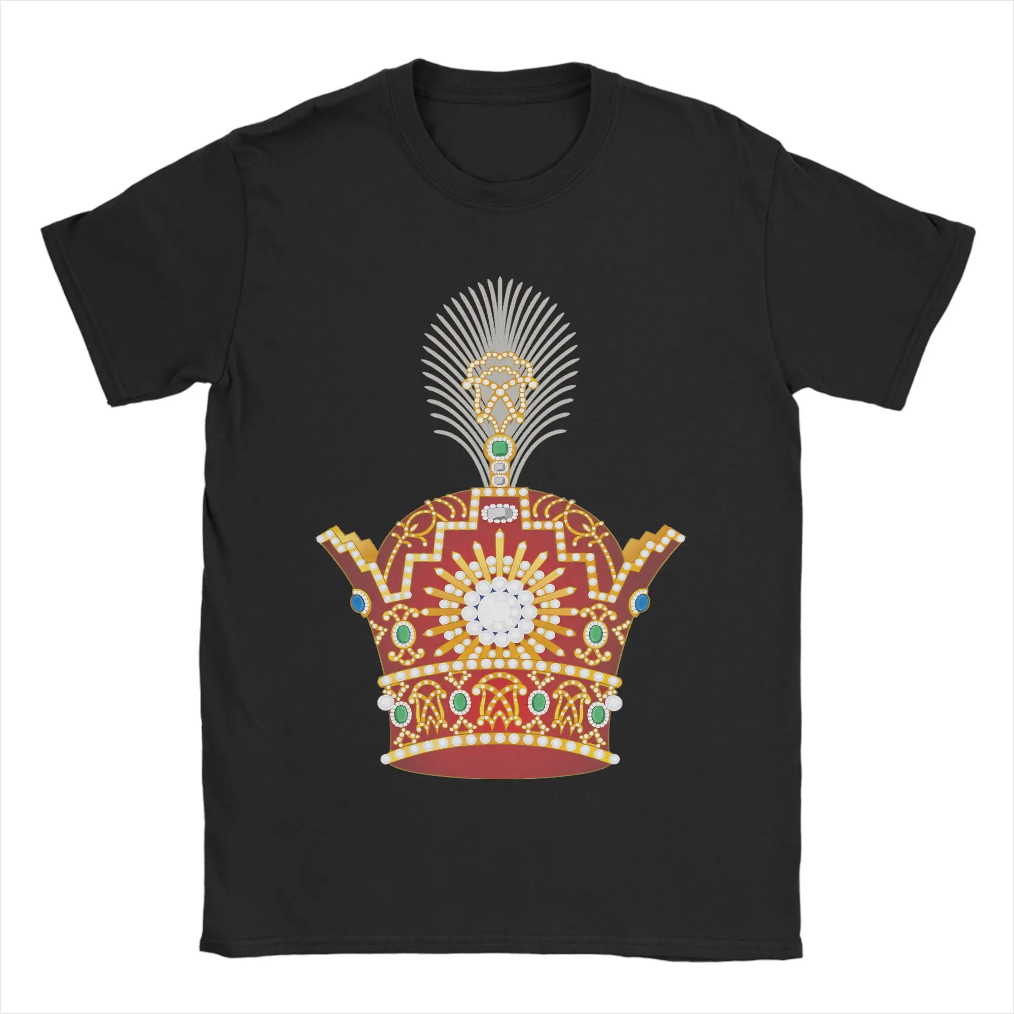 Pahlavi Crown of Imperial Iran Men T Shirts  Novelty Tees Short Sleeve Round Collar T-Shirts Cotton Printed Tops