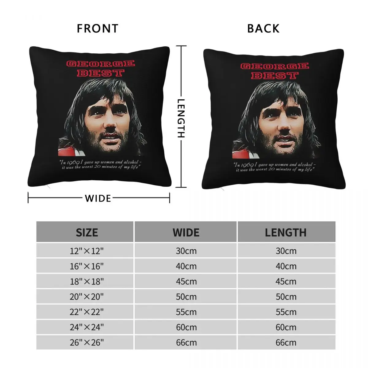 George Best Iconic Footballer Pillowcase Polyester Linen Velvet Pattern Zip Decorative Throw Pillow Case Home Cushion Case