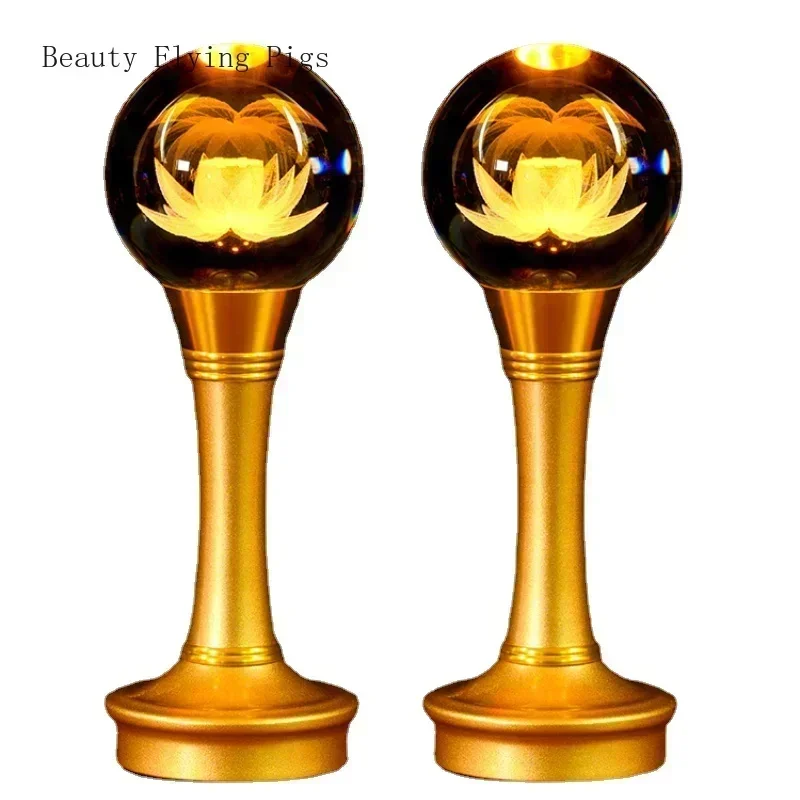 2PCS Buddhist Tools Household Buddhist Tools Interior Decoration  Simulated candlestick Blessings Exorcism and Avoidance of Evil