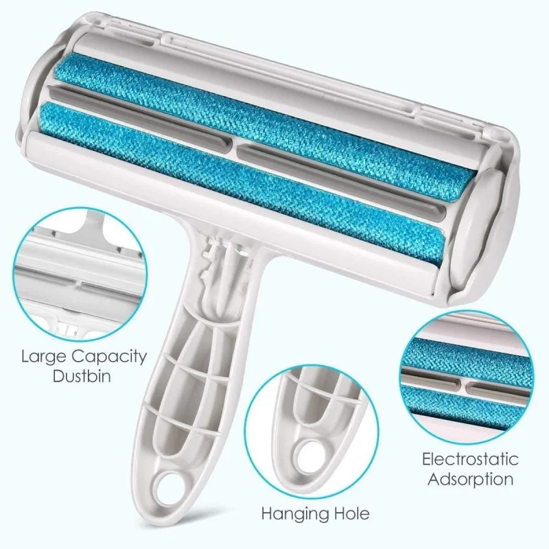 Pet Hair Remover Roller Refillable One Hand Operate Self Cleaning Lint Reusable Grooming Tool For Dog Cat Sofa Car Travel