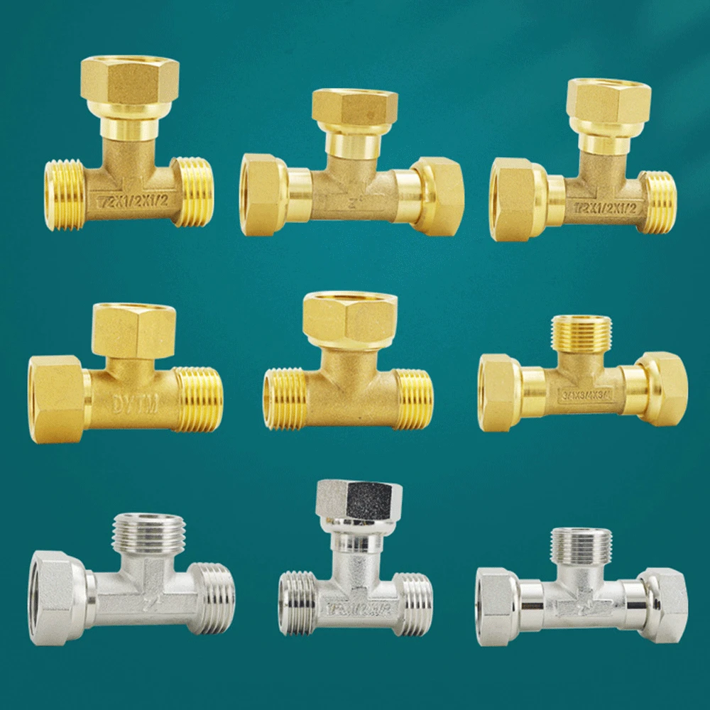 

Female to Male Brass Union Tee Water Distributor 1/2 "3/4" Faucet 1 In 2 Out Joint Pipe Fitting Thickness