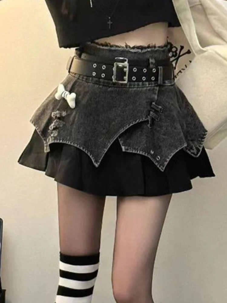 

Aesthetic Retro Slim Irregular Skirt Women Fashion High Waist Thin Ruffle A Line Skirts Female Design Y2k Patchwork Clothing New