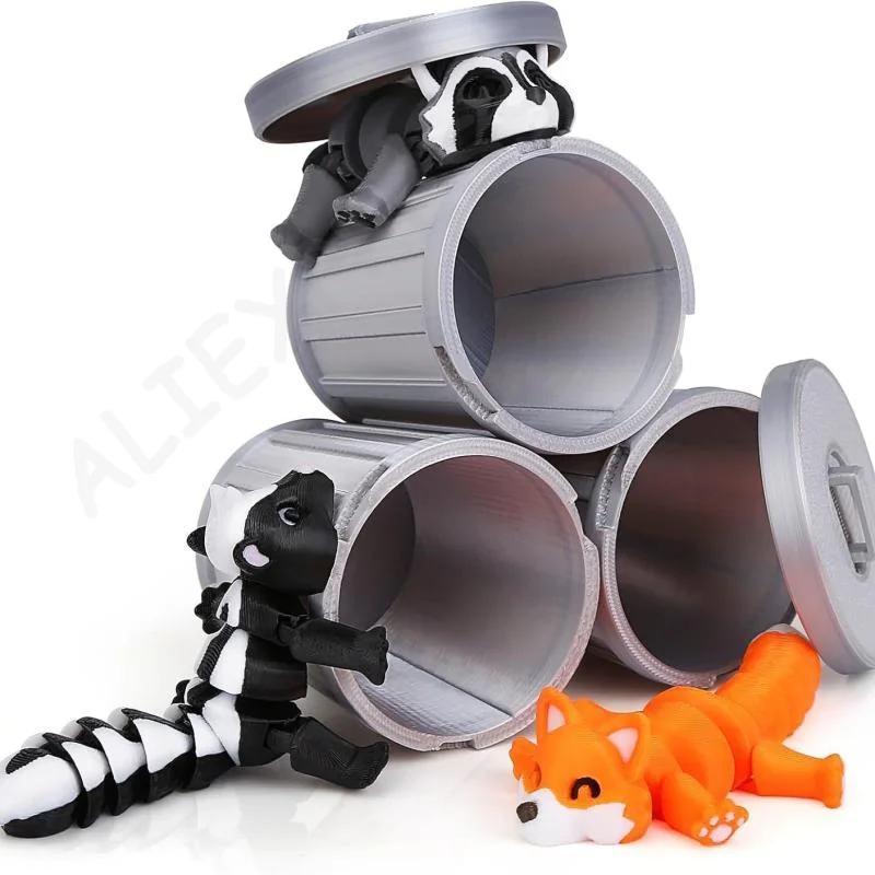 

Creativity Plastics 3D Printed Toys Cartoon Flexible Raccoons Animals Figures Articulated Raccoon Fidget Toy Desktop Decoration