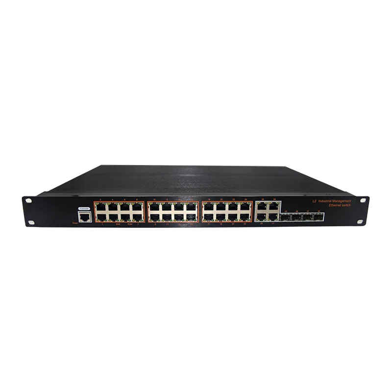 JT-COM L2 managed industrial grade POE with 24*1000M RJ45 slot ports and 4*1000M TP/SFP Combo ports