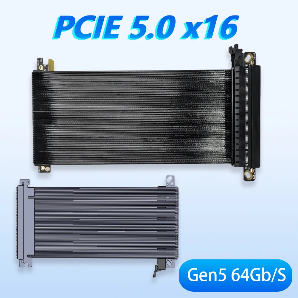 

PCI-E PCIe 5.0 X16 Riser Cable Gen5 Double Reverse RTX5090 RTX5080 RTX4090 Экранированный посеребренный PCI Express для сервера ITX