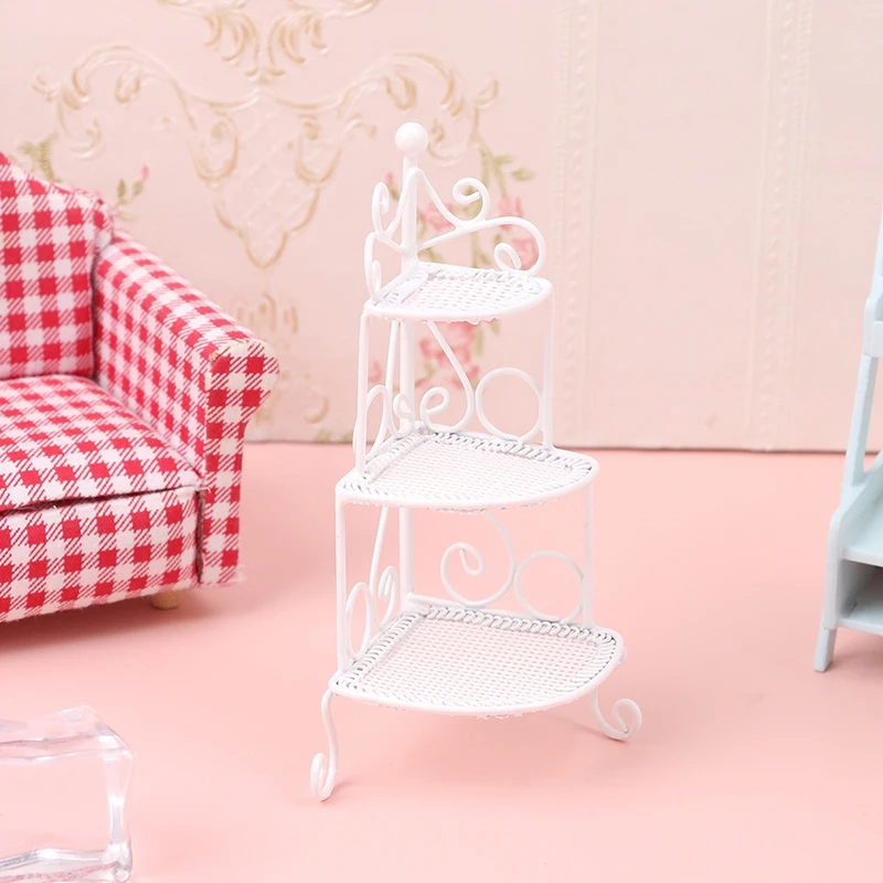 1:12 Dollhouse Miniature Simulation Wrought Iron Storage Rack Tripod Model Furniture Accessories For Doll House Decor Kids Toys