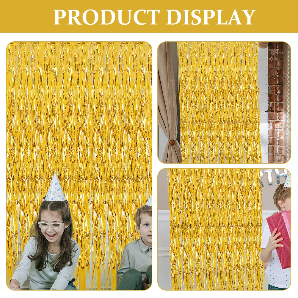 

4 Pcs Bright Rain Silk Fringe Curtains 2m Thick Shiny Door Decorations Party Wedding Baby Shower Holiday Birthday Tinsel