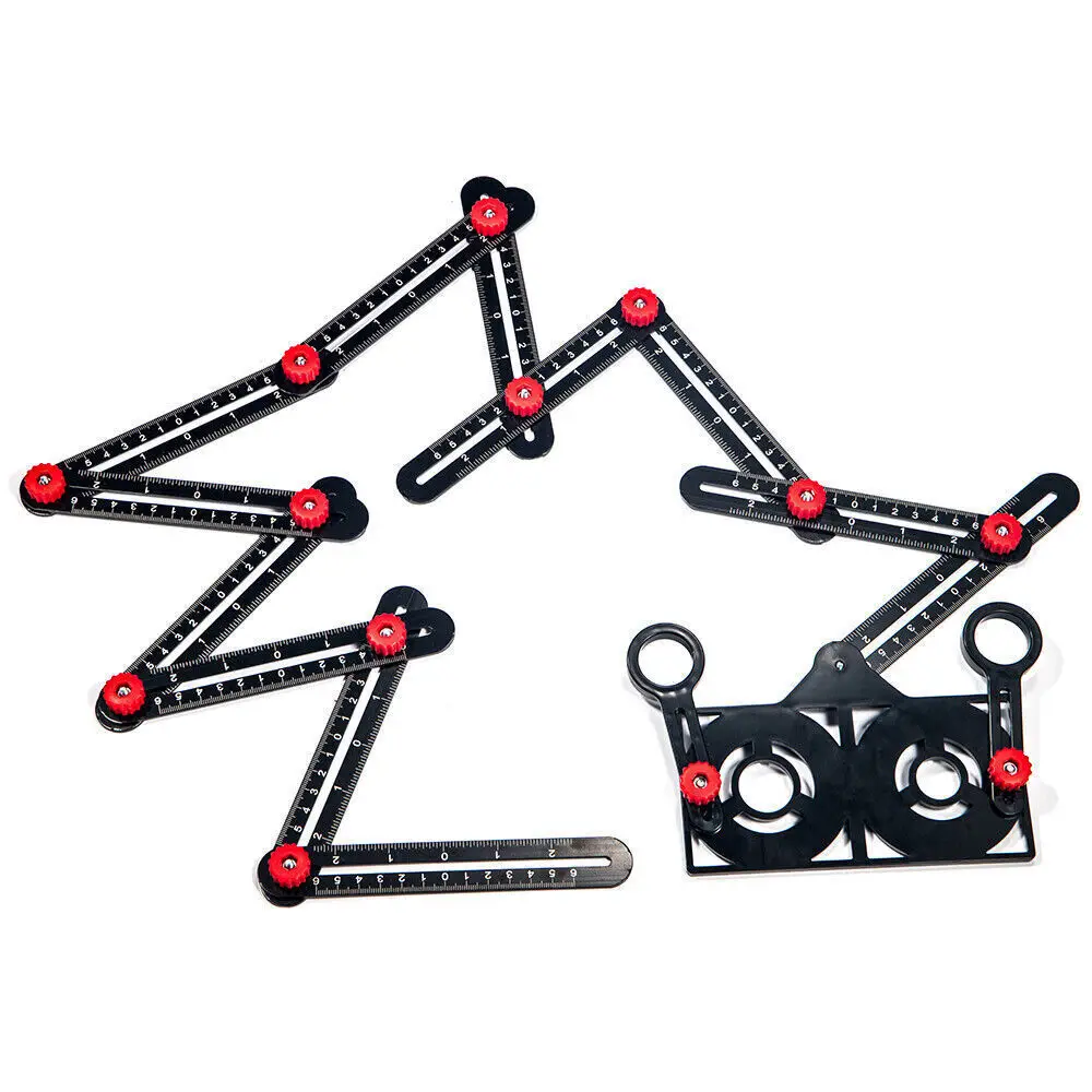 

12-Folding Ceramic Tile Hole Locator Adjustable Multi-Angle Ruler Measuring Tool