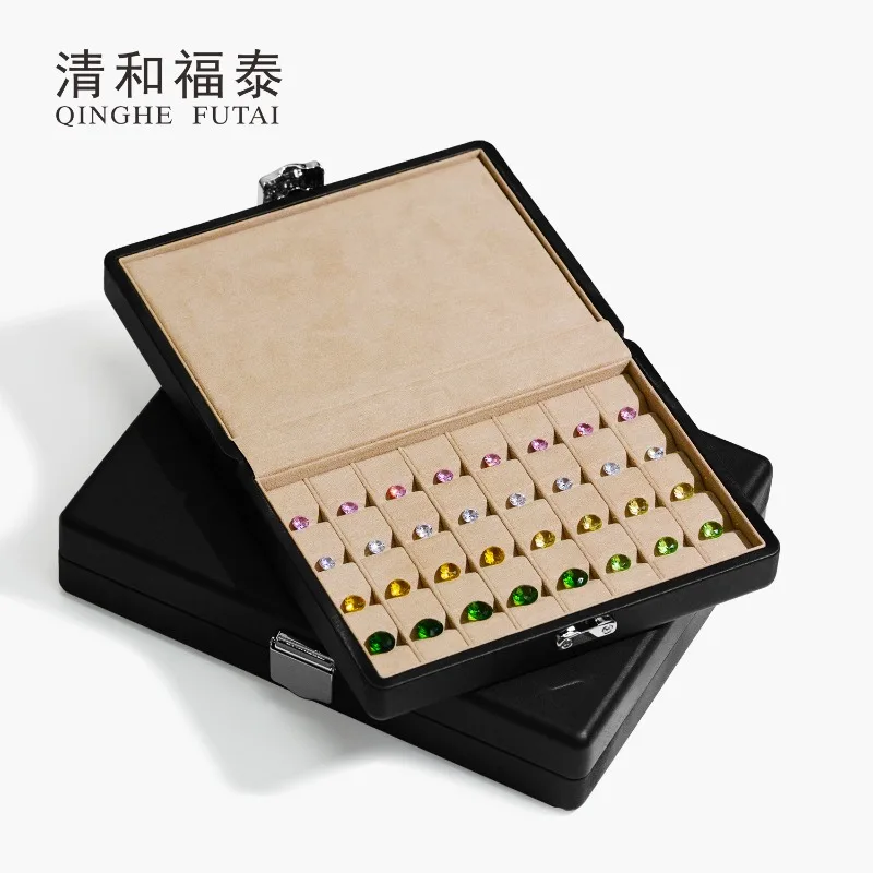 Clasp PU Large-capacity Trays Portable Nude Stone Jewelry Multi-slot Dark Coffee Trays Color High-end Home Decor Plateaux ZY40TP