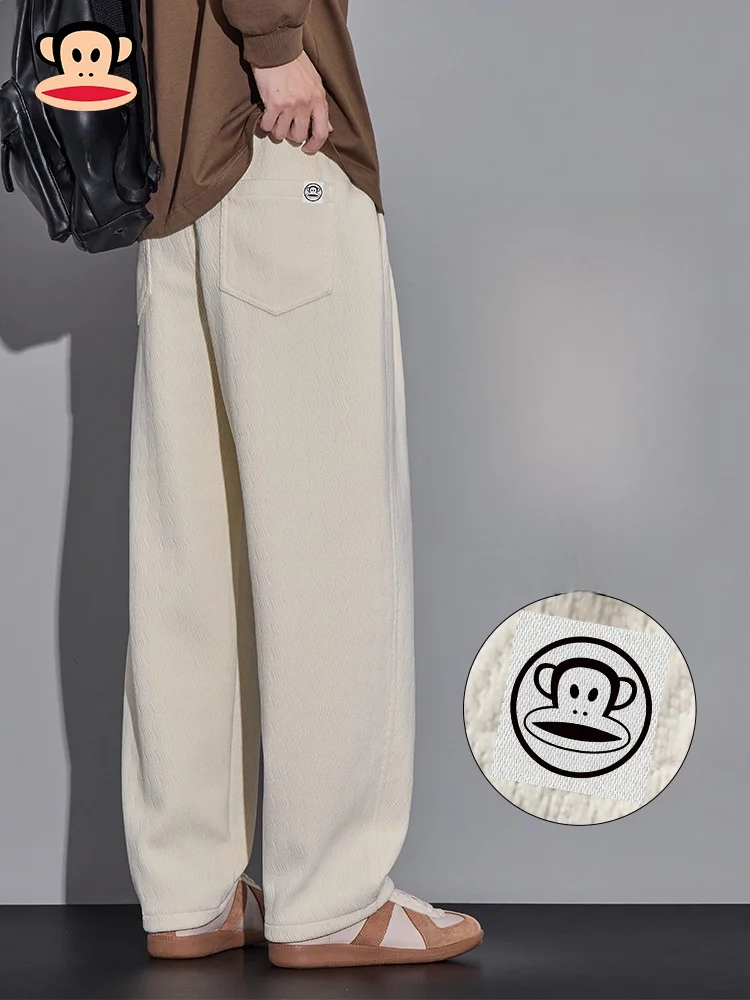 

Мужские повседневные брюки Paul Frank с вышивкой, утепленные, свободного кроя, прямые, на весну, теплые, цветные