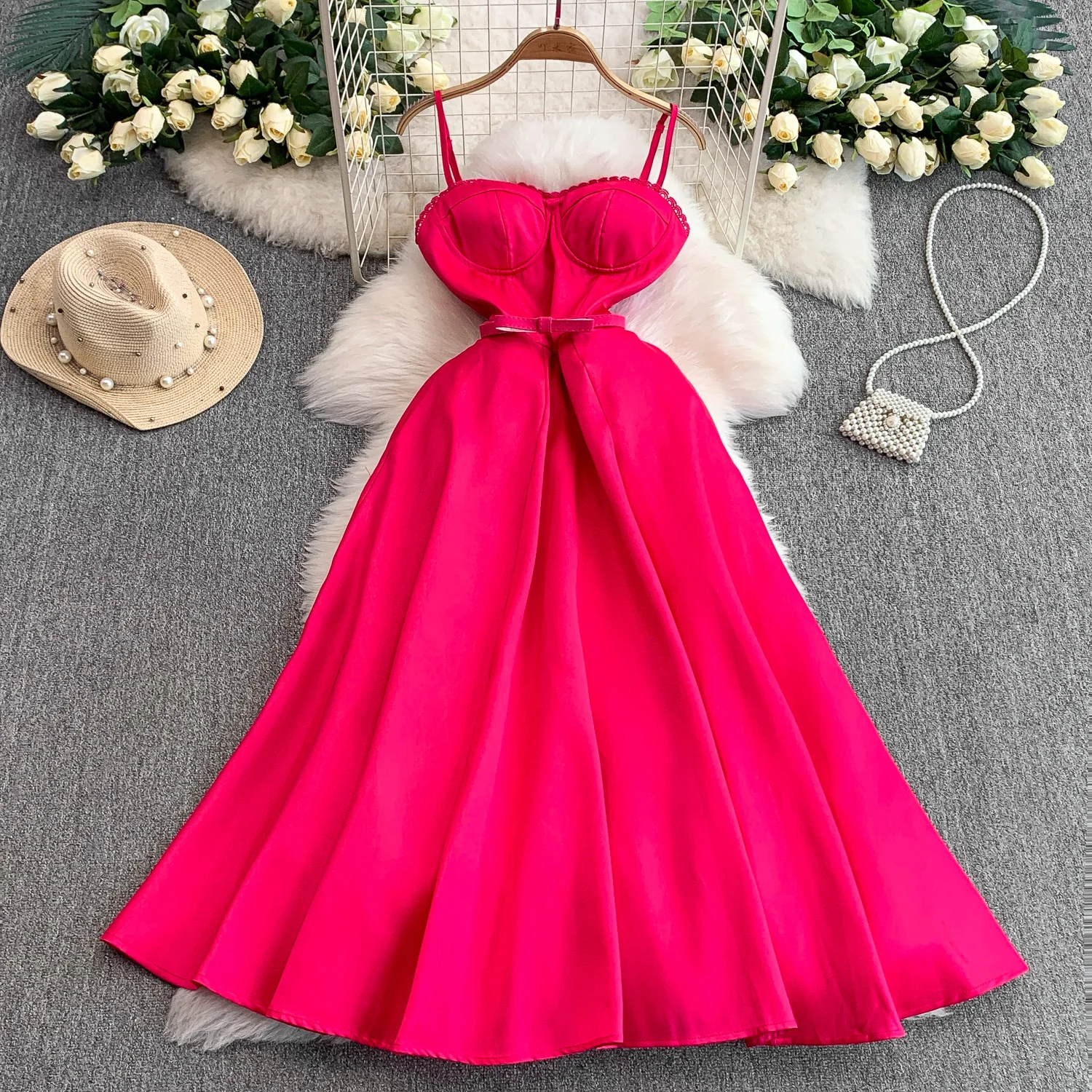 

Elegant Vintage Chic satin sashes lace Slim French Evening Women Beach High Street Clothing ceremony dresses