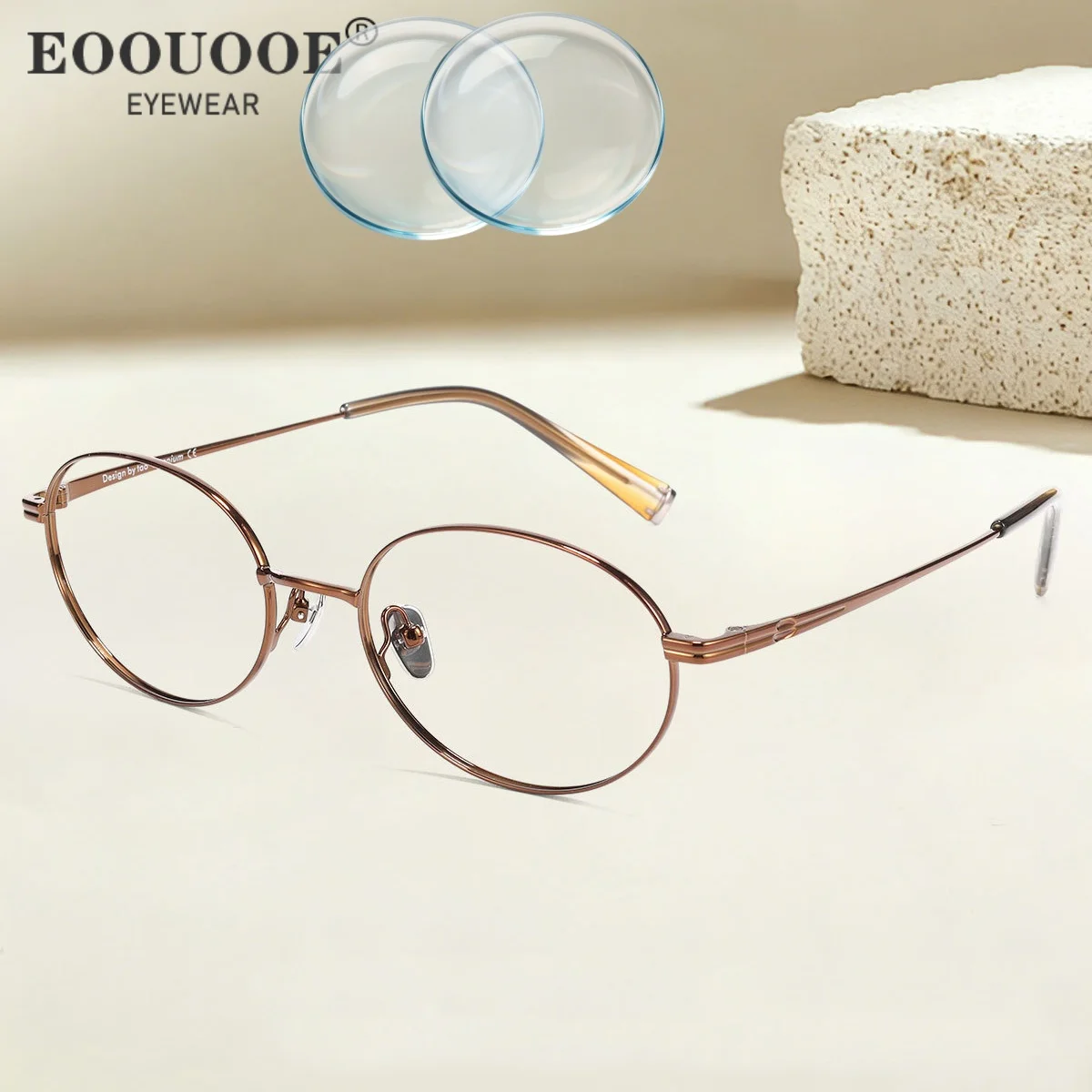 New Fashion Titanium Ultralight Oval Myopia Glasses Frame Prescription Myopia Degree Transparent Lenses Recipe