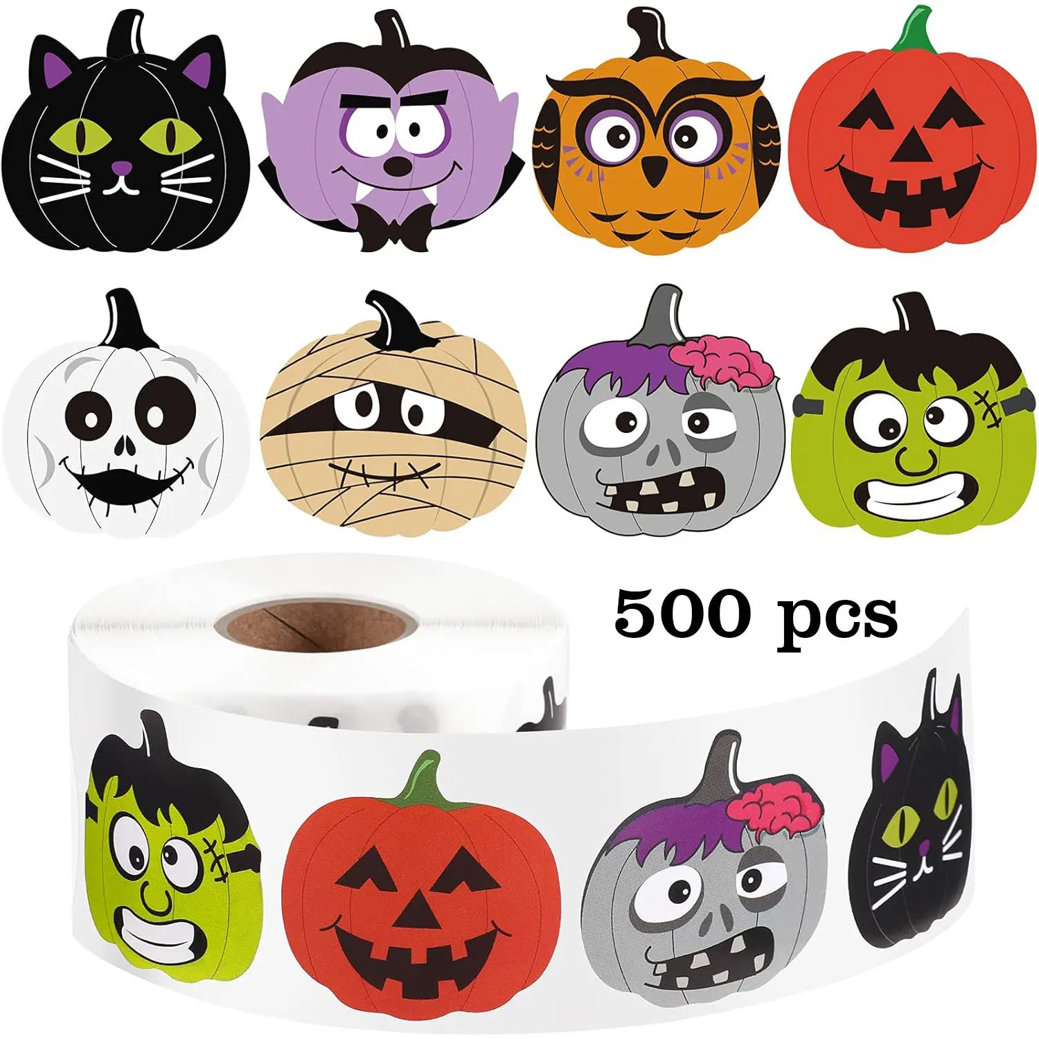

2025 New Design Halloween Pumpkin Curly Stickers for Handmade Candy Jar Sealing Label Decals DIY Gift Wrapping Party Decor