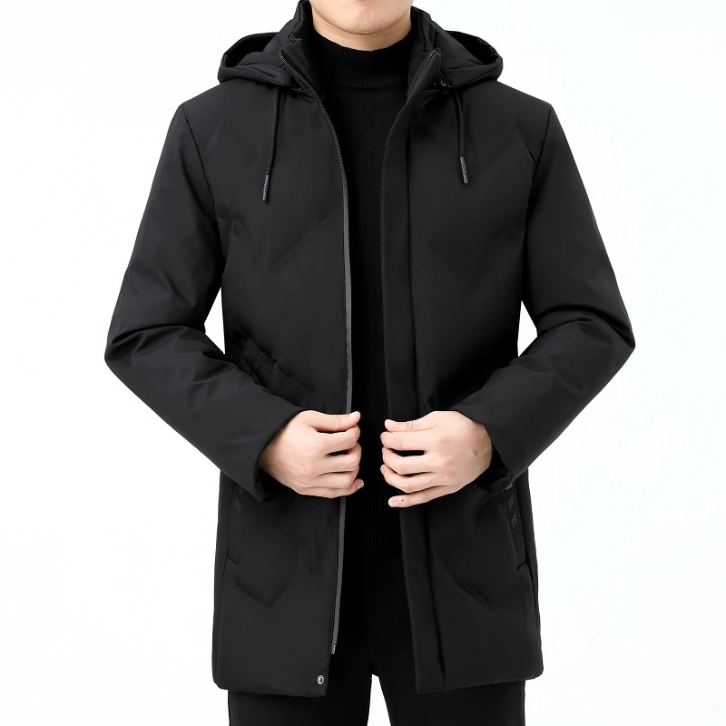 Casual Men's Mid-Length Hooded Cotton-Padded Jackets 2025 Winter Outwear Loose Thicken Warm Parkas Windproof Down Coats Clothing