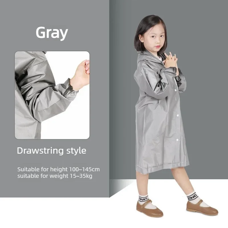 EVA Transparenter Einteiliger Wasserdichter Kinder-Regenmantel Leichter Kapuzenponcho für Outdoor-Reisen Tragbarer Dicker Regenschutz – Detail 7