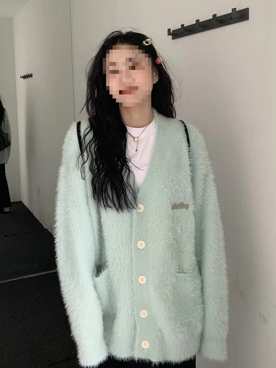 

Where Is The Orange Tree Milk Sweet Mink Fur Sweater Jacket For Women's Autumn Korean Version Gentle Loose Knit Cardigan