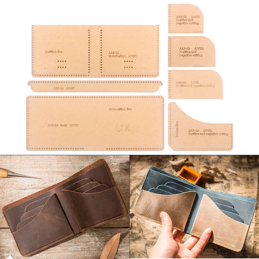 DIY Folding Coin Wallet Stencils, Multi-Layer Card Bag Kraft Paper Template,Leather Handicraft Sewing Pattern Mold