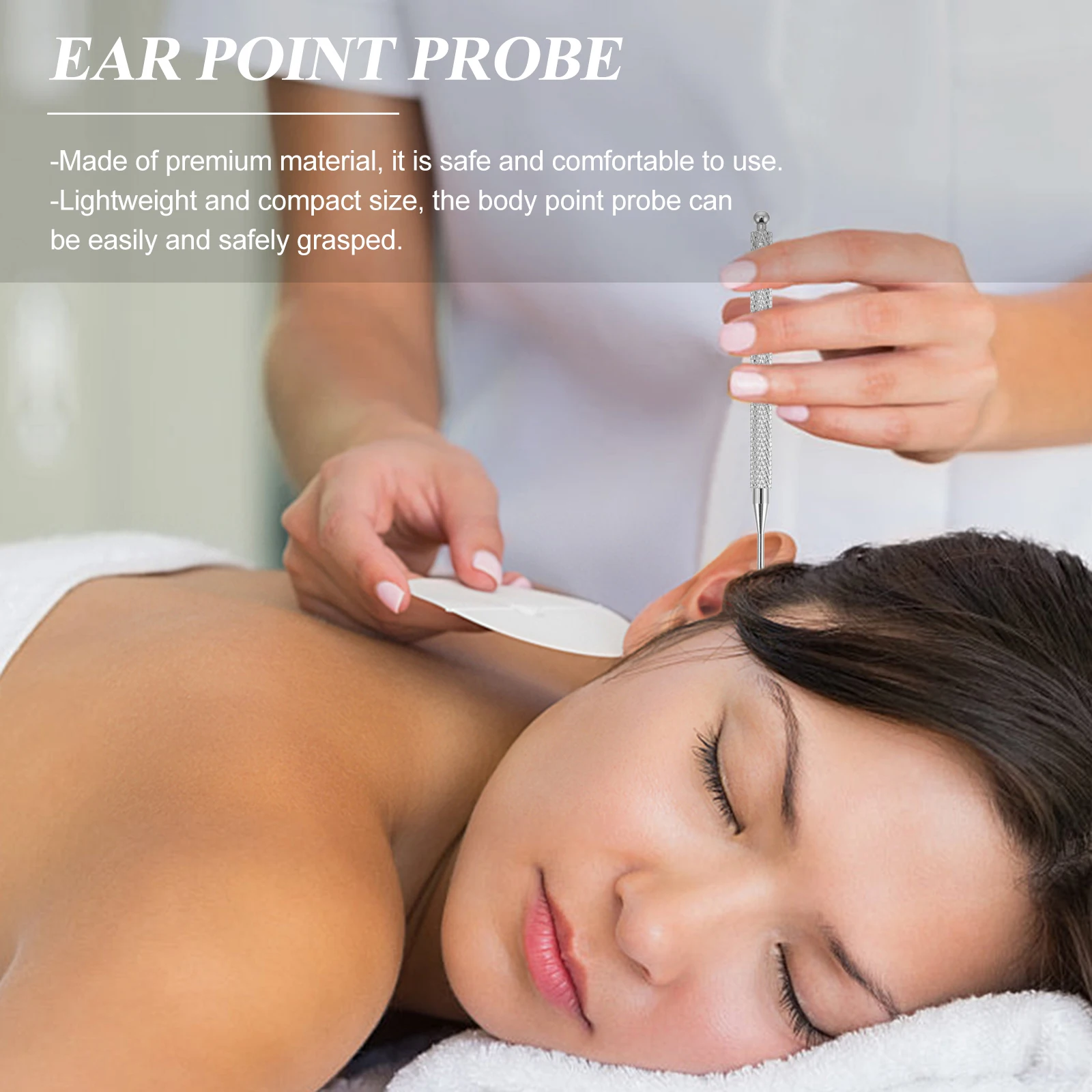 

2Pcs Ear Point Probe Copper Massage Rod Acupressure Pen for Ear Face Neck Shoulders Legs Lightweight Body Massage Stick