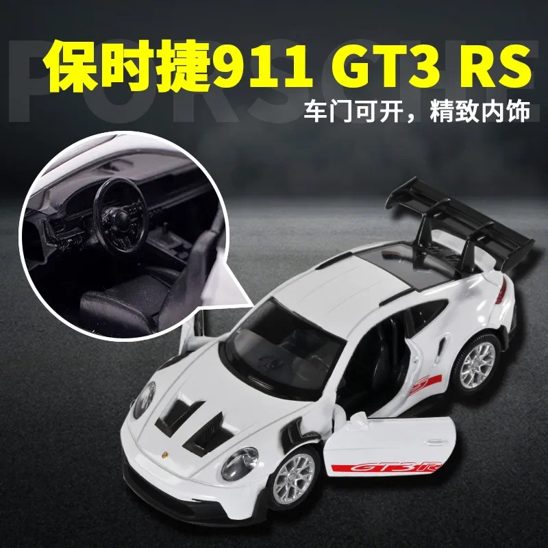 Porsche 911 GT3 RS supercoche de aleación, modelo de coche con luz de sonido extraíble, colección de regalos para niños, D164, 1:36