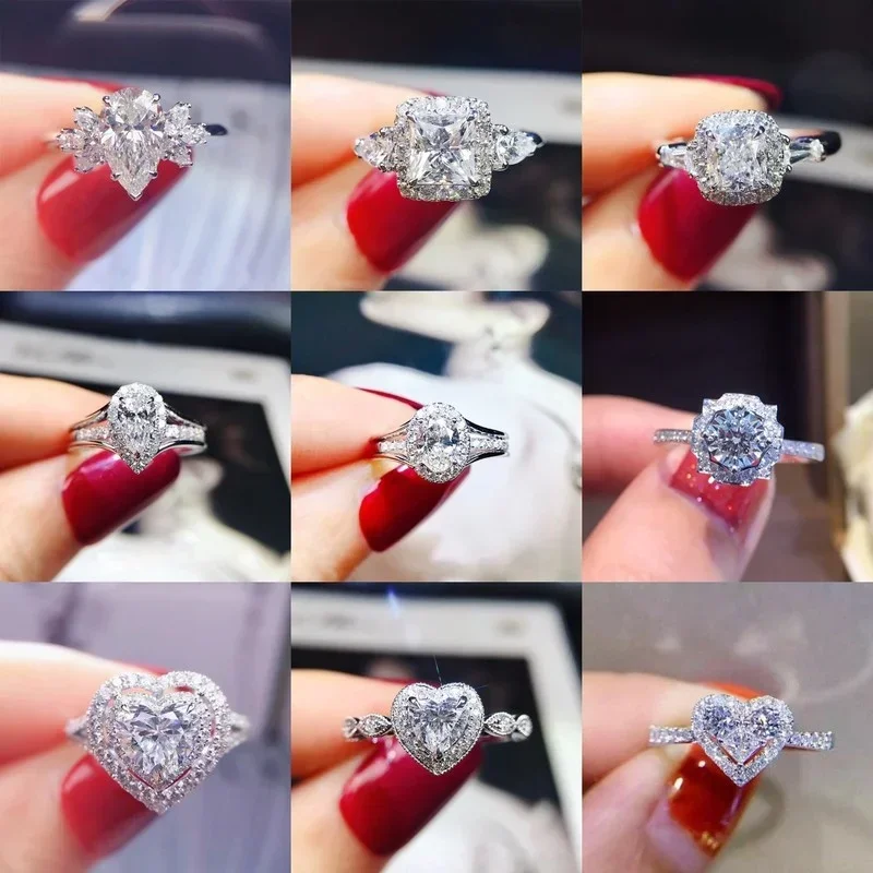 2024 Chic Wedding Rings for Women Aesthetic Female Engagement Accessories Shiny CZ Luxury Bridal Jewelry Trendy  Gift