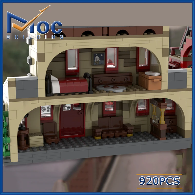 Classic Movie MOC Hogsmeade Station Model Building Block DIY Philosopher\'s Stone Assembly Bricks Toy For Children MOC-144079