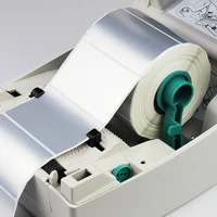 Rollo de transferencia térmica de plata mate, etiqueta PET, impermeable, a prueba de aceite, suministros de oficina, no papel térmico, 1 rollo