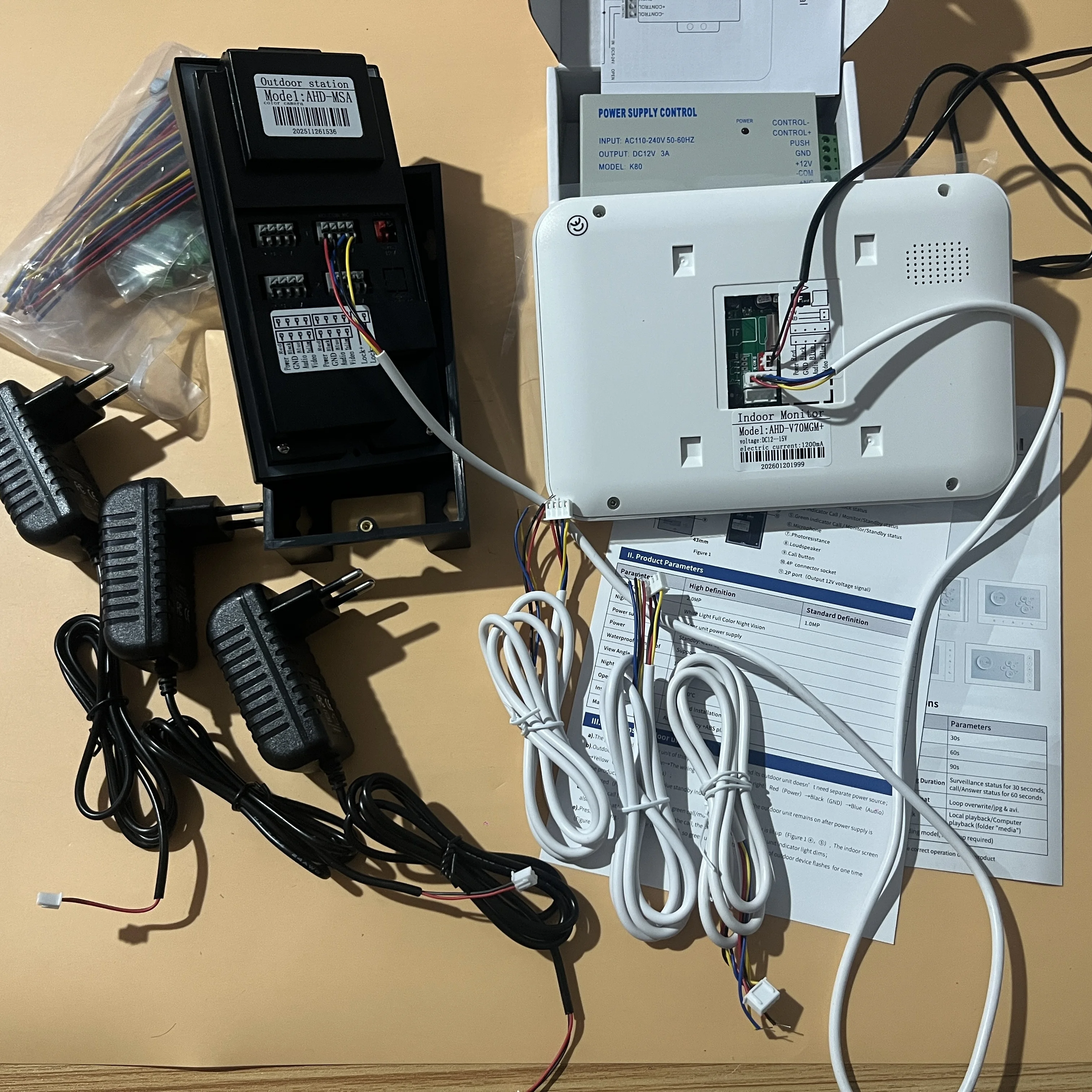 Monitores de 7 pulgadas 2/3/4 sistema de intercomunicación de videoportero para apartamento/familiar timbre gran angular Control de acceso de cámara