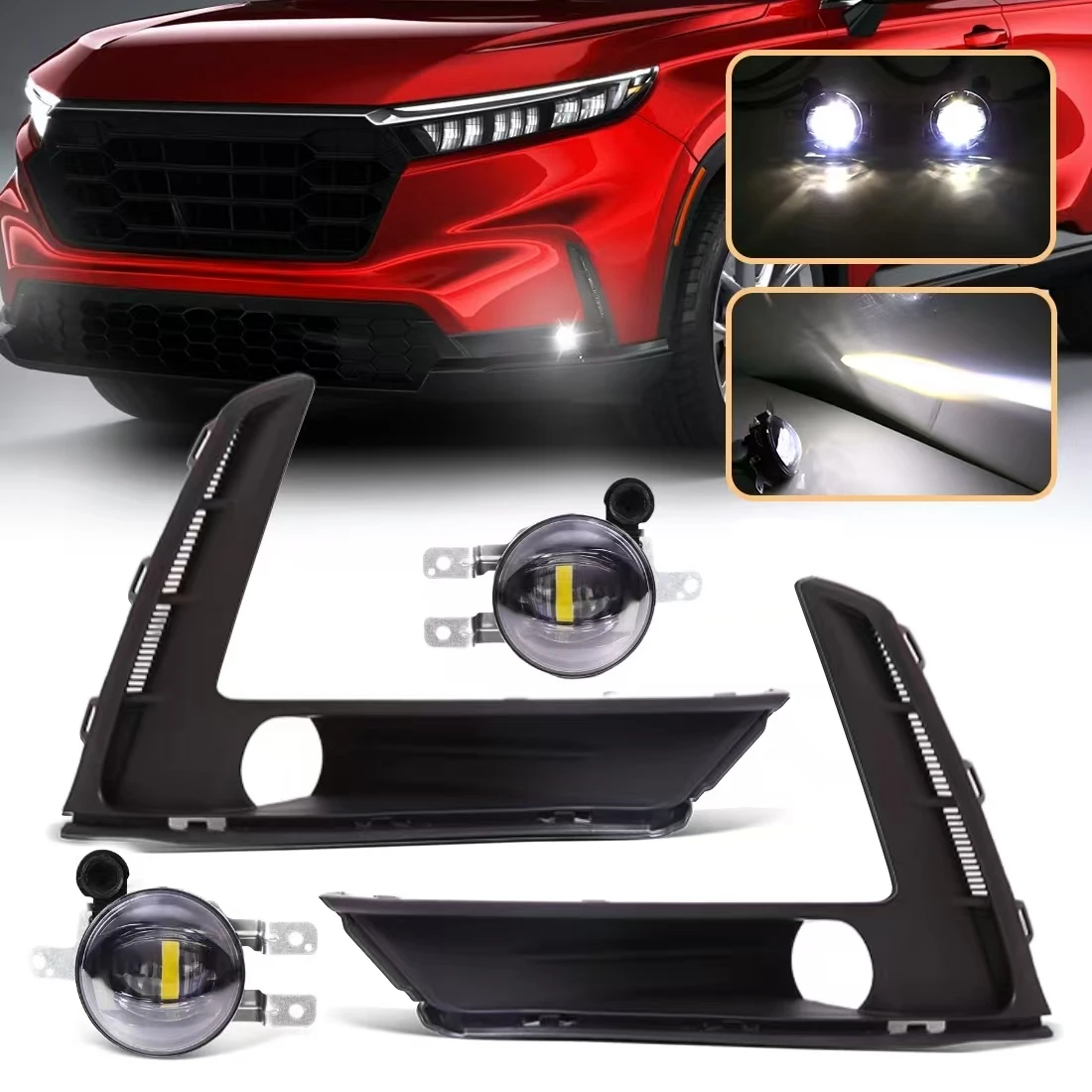 

Передняя противотуманная фара в сборе для Honda CR-V 2023 2024, светодиодная, белая, с крышкой, переключателем, реле, проводкой, аксессуары для фар