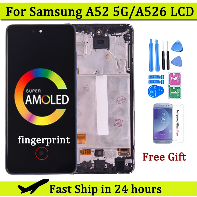 6.5 inch Super AMOLED For Samsung  A52 5G A526 LCD Display Touch Screen With Frame Digitizer For SMA526B A526U LCD Display