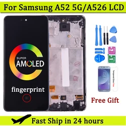 슈퍼 AMOLED LCD 디스플레이 터치 스크린, 프레임 디지타이저 포함, 삼성 A52 5G A526, SMA526B A526U, 6.5 인치