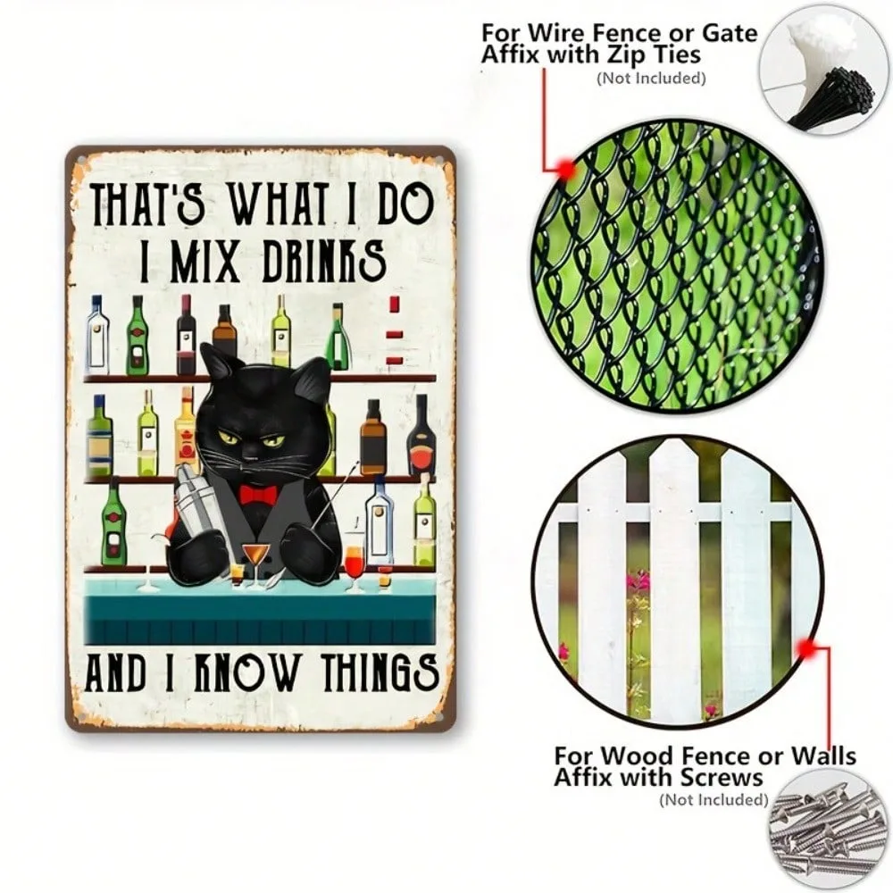 

Vintage Gothic Cat Metal Wall Sign for Home Bar Pub Retro Decor