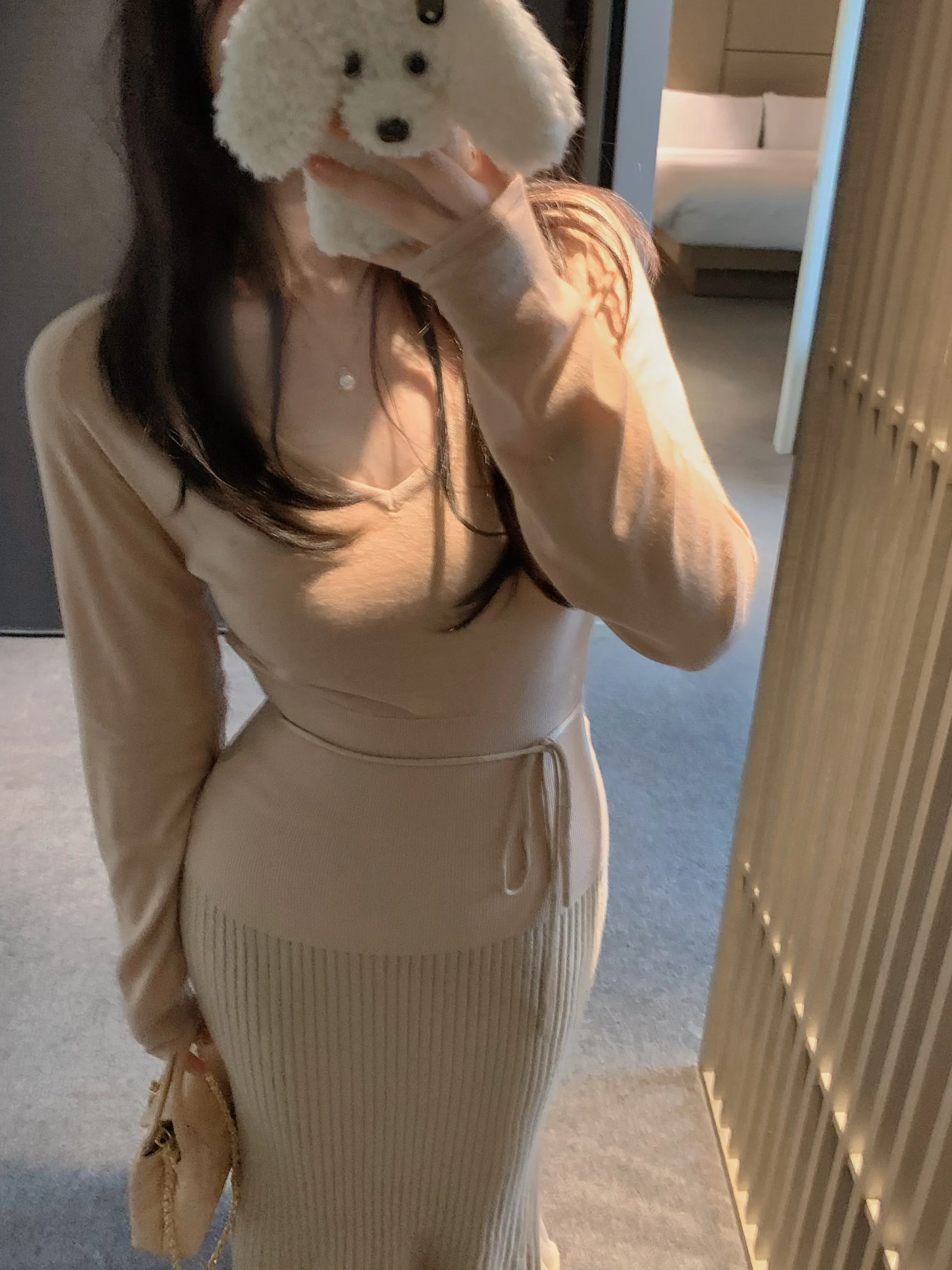 

Ci South 23 Waist-Cut Knitted Long Sve Large round Ne Sweater Single Wear Inner Match Are Both Absolutely eat