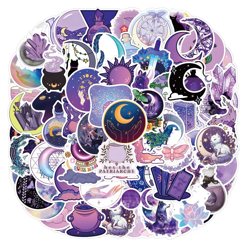 

10/30/50/110pcs Cute Cartoon Magic Crystal Moon Stickers Aesthetic Graffiti Decal for Suitcase Laptop Helmet Kid DIY Sticker Toy