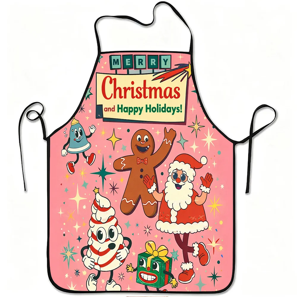 1pc Christmas-Themed Apron Featuring Cartoon Characters, Made from Durable And Easy-To-Clean Polyester, with an Adjustable
