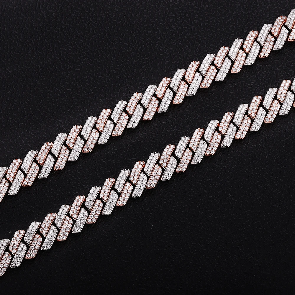 

Provence S925 Silver Cuban Chain Necklace for Men Moissanite Hip Hop Necklace Miami Link Chain for Man Rapper Rock Necklace