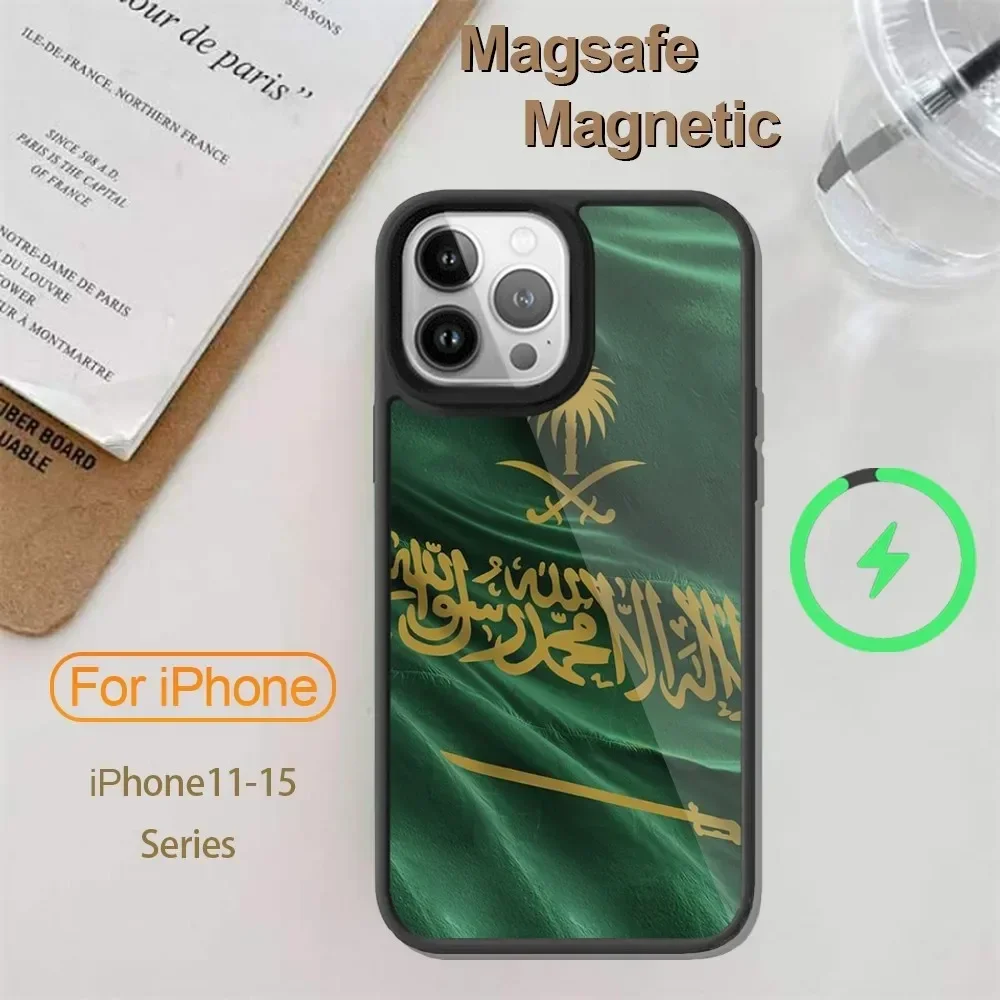 Kingdom Of Saudi Arabia Flag For iPhone 14 13 12 11 15 Pro Max Plus Mini Magsafe Wireless Charge Cover