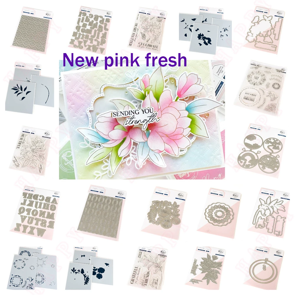 

Cheerful Blossoms Metal Cutting Dies frame Hot Foil pink for Stencils DIY Scrapbook fresh Stamp Album Make Embossing Paper Card