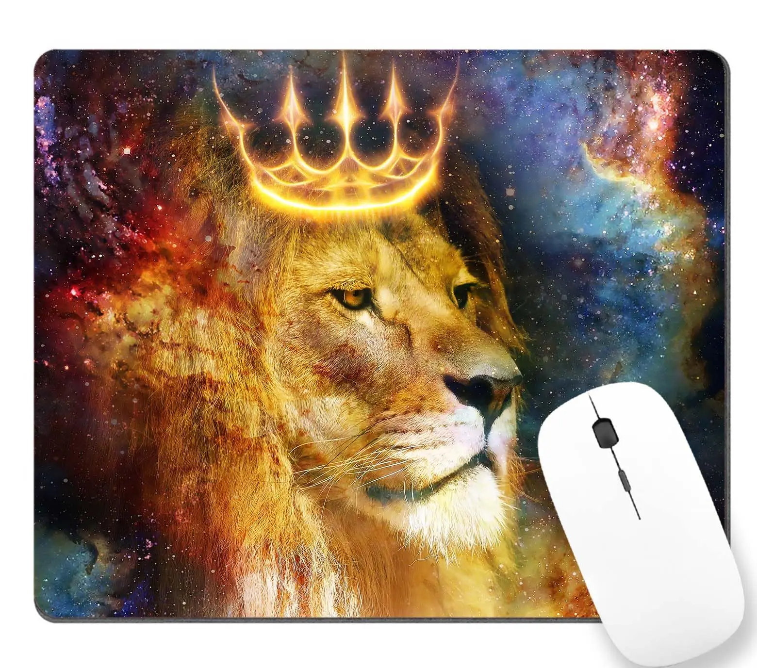 

Hot-Selling African Lion In Starry Sky Art Print Lock Edge Gaming Mousepad Mouse Mat Keyboard Mats Desk Pad 22x18cm