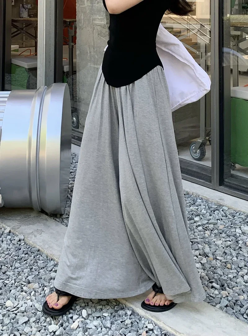 Korean Style Summer Pregnancy Belly Trousers Thin High Waist Wide Leg Floor-length Fashion Maternity Modal Pants Casual Trousers