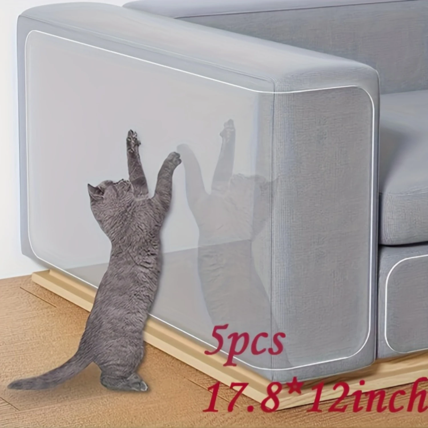 5pcs Double-Sided Clear Silicone Cat Scratch Deterrent Tape - Protection for All Fabrics