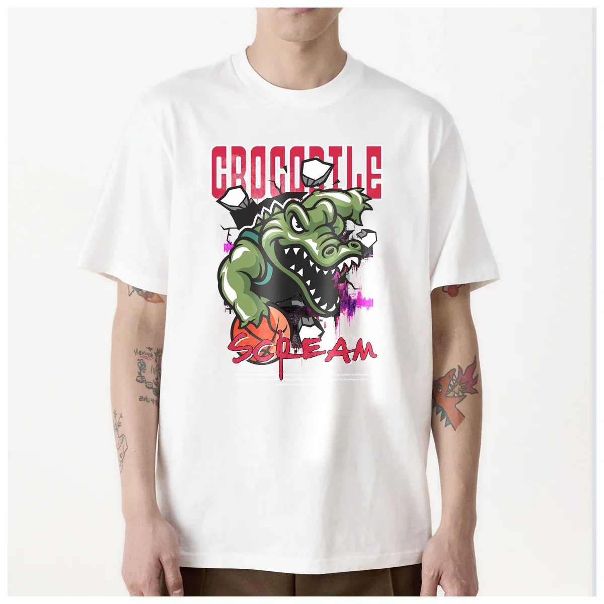 Crocodile Alligator ART Cool Funny Cartoon printed men's t shirt Women Fashion 100% Cotton summer casual Breathable Couple Tops