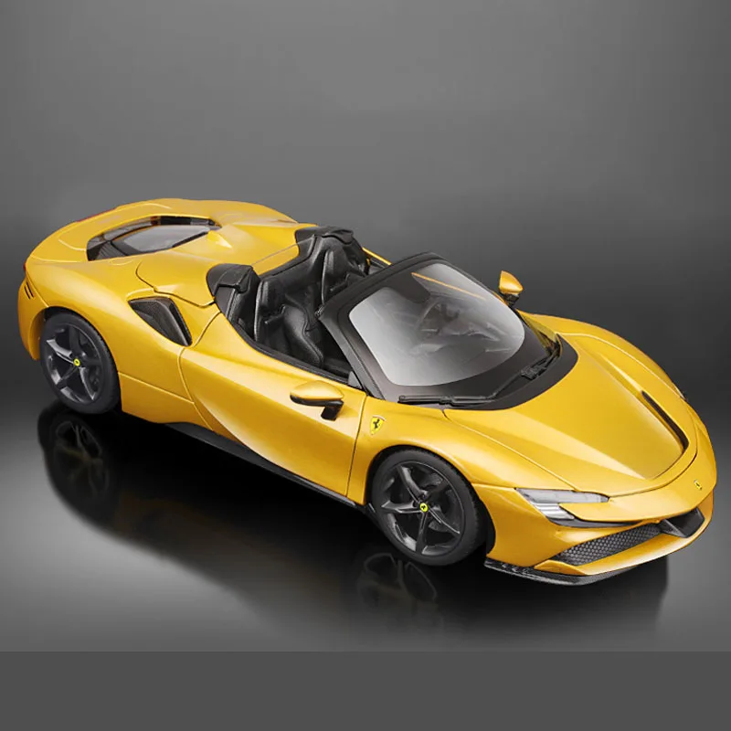 Bruago 1:18 Ferrari Sf90 Spider Yellow Classic Car Model Ornament Collection lega pressofusa decorazione per auto di lusso Toy Boy