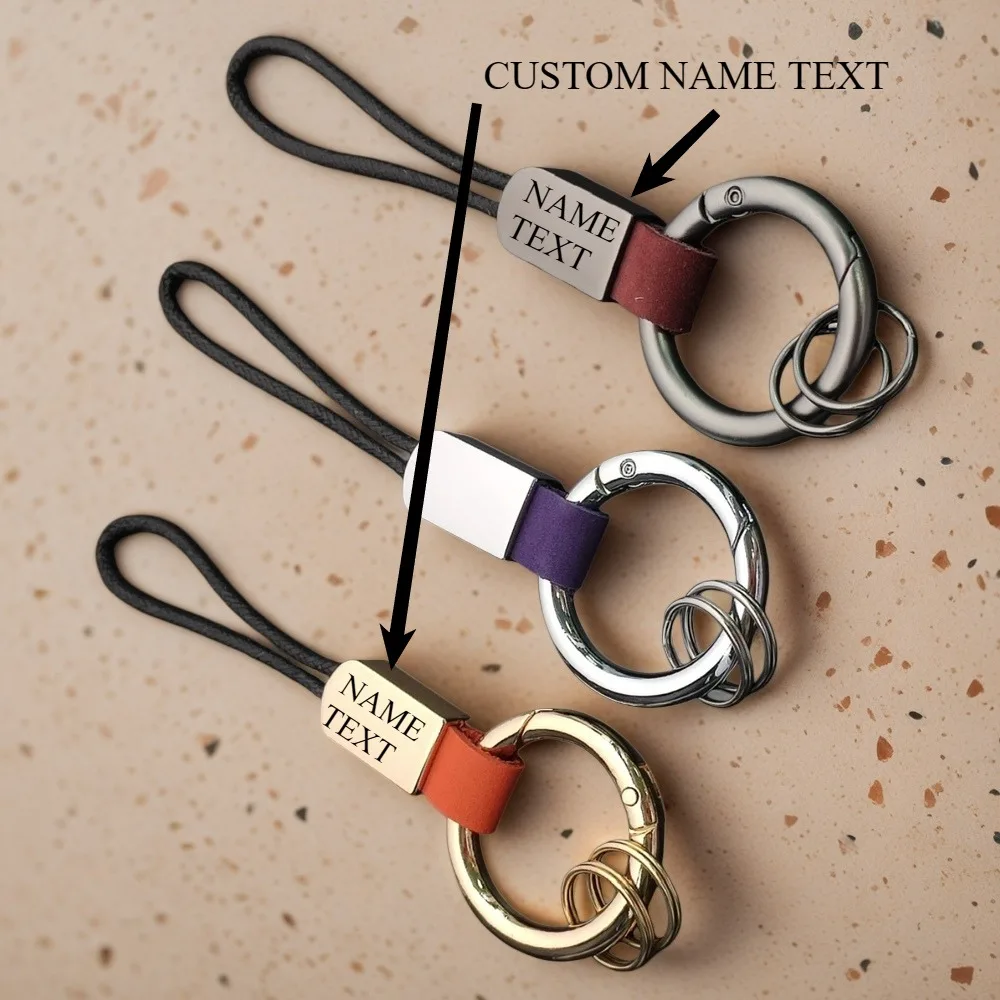 

Personalized Custom Leather Metal Matte Keychain Car Motorcycle Pendant Keyings Women Men Phone Y2k Key Ring Accessories Gifts
