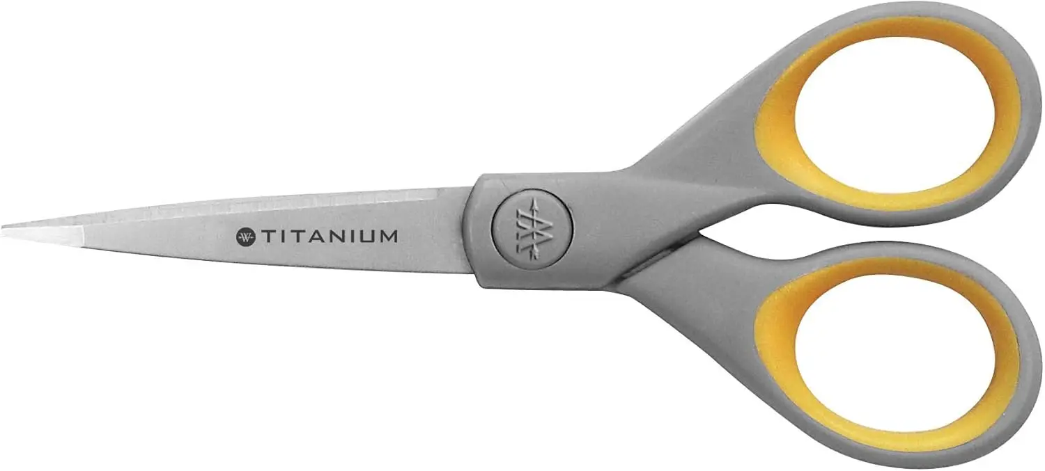 

Titanium Crafting Scissors with Soft Handles for Fabric, Paper, Cardstock, and Sewing, 5-Inch Pointed Blades